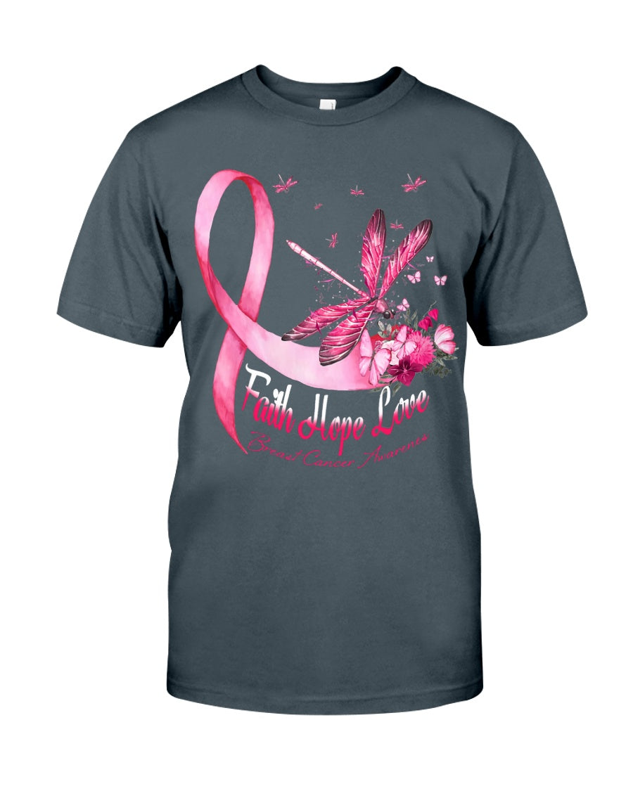 T-shirt et sweat à capuche Libellule Foi Espoir Amour - Sensibilisation au cancer du sein 0822