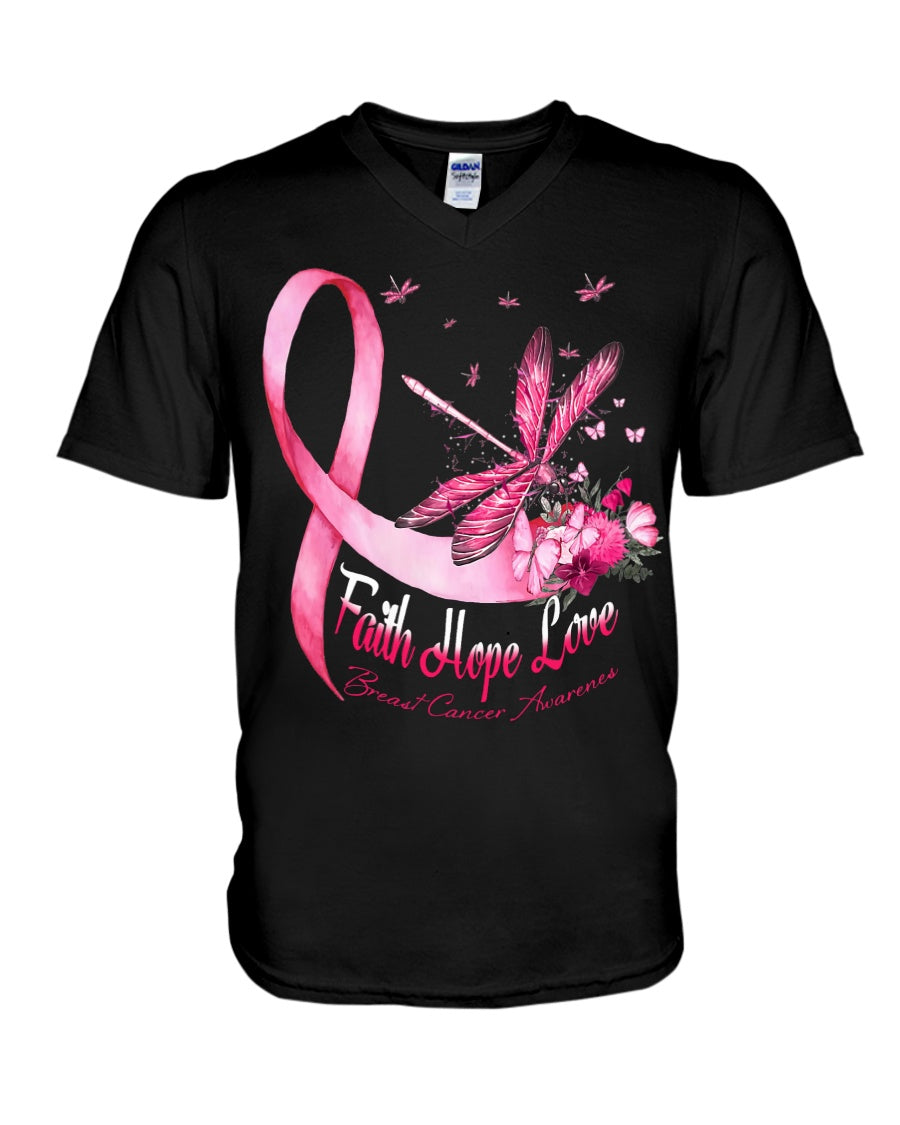 T-shirt et sweat à capuche Libellule Foi Espoir Amour - Sensibilisation au cancer du sein 0822