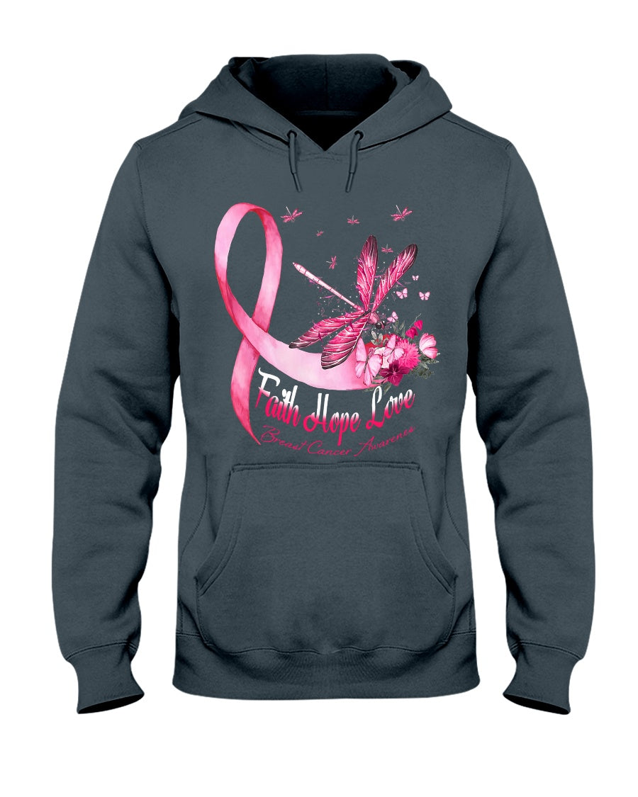 T-shirt et sweat à capuche Libellule Foi Espoir Amour - Sensibilisation au cancer du sein 0822