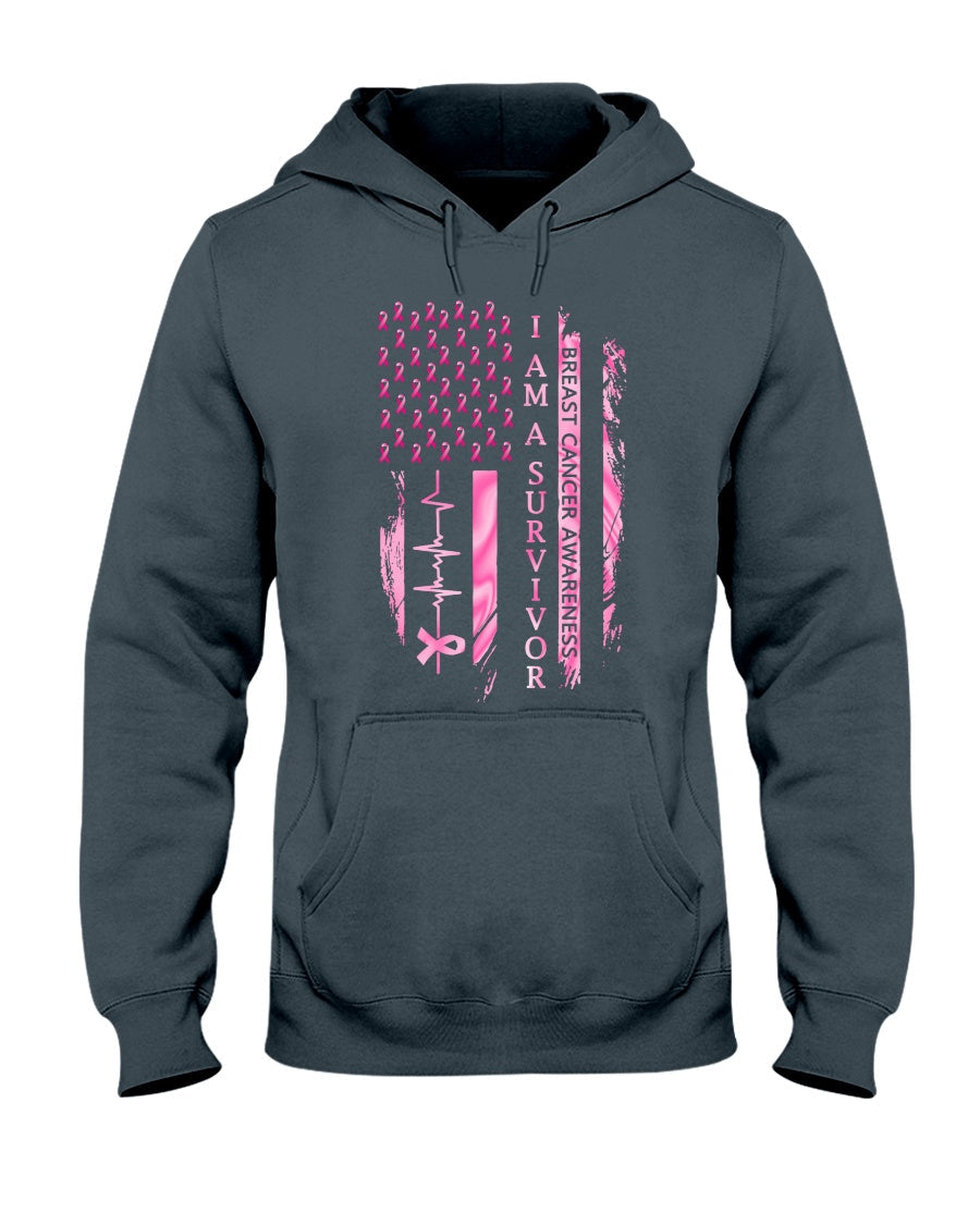 American Flag Breast Cancer Awareness - Breast Cancer Awareness T-shirt and Hoodie 0822