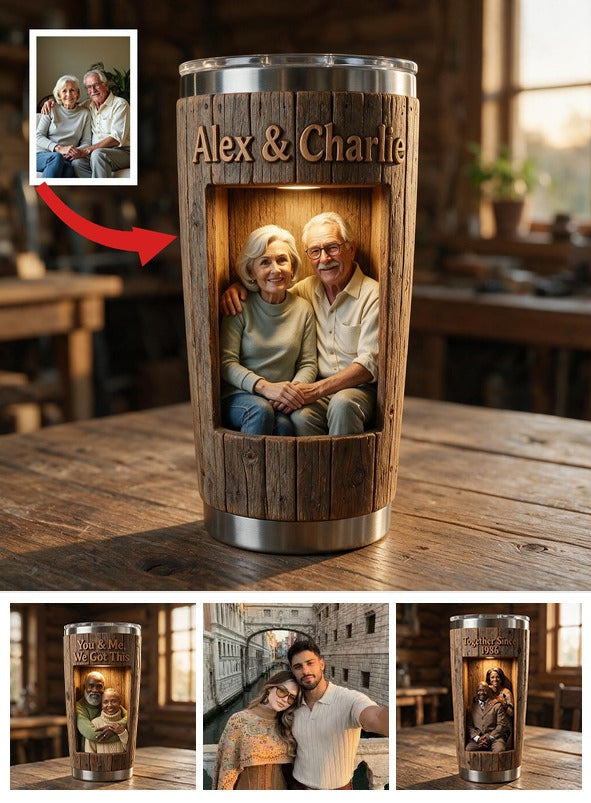 Rustic Personalized Elderly Couple Tumbler - 'You & Me We Got This' Custom Anniversary Gift For Longtime Married Partners