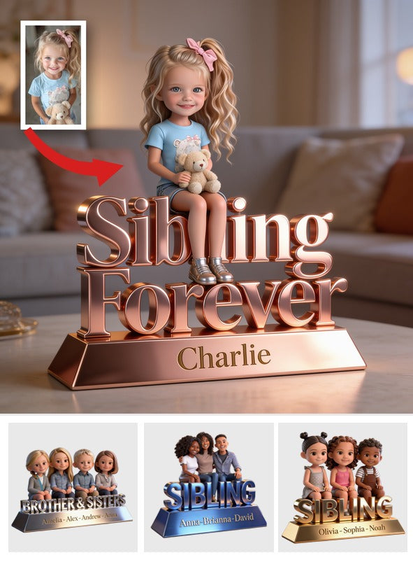 Plaque Acrylique Personnalisée en Forme Unique Sibling Forever, Cadeau Mémorable pour Enfants