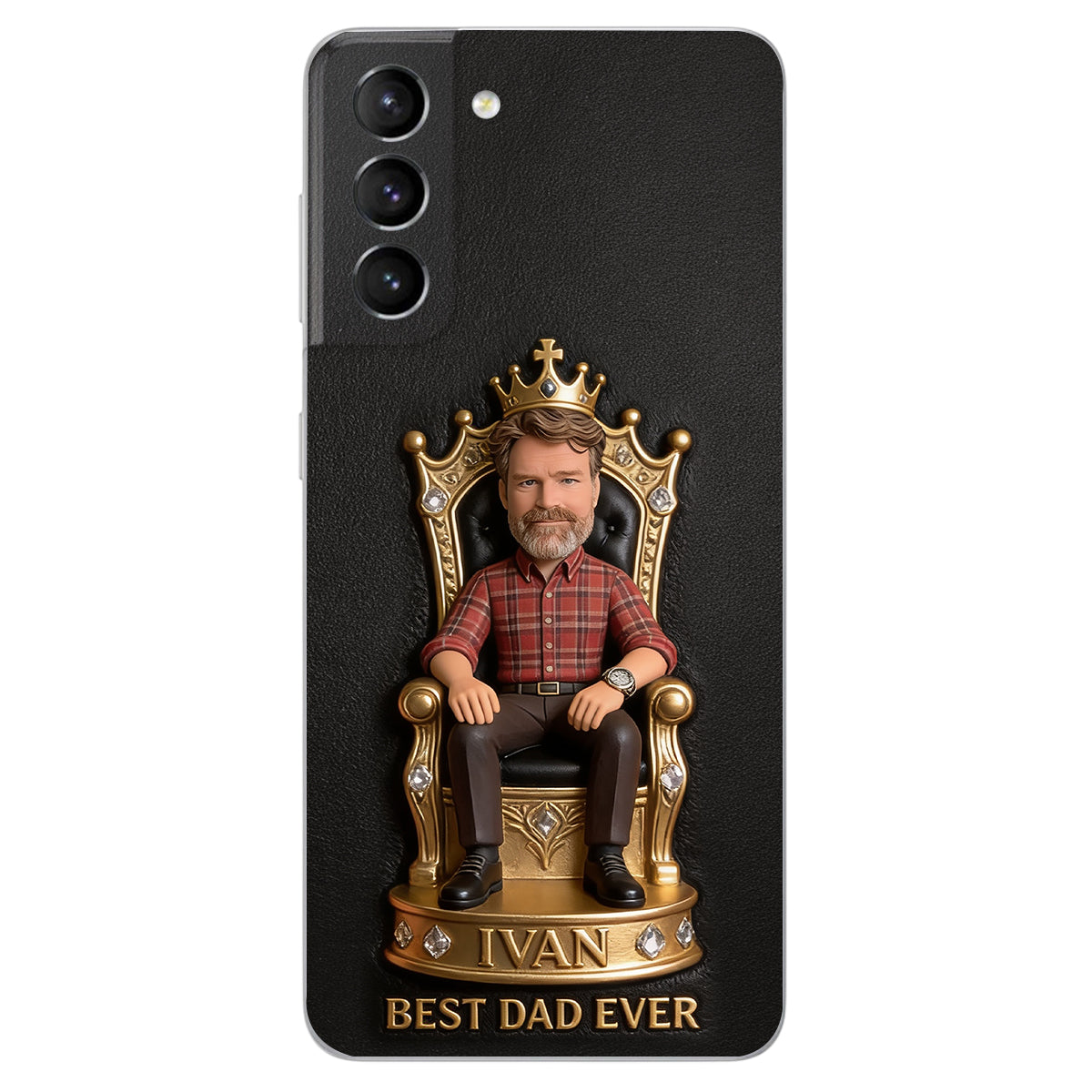 Le Roi Papa - Coque de téléphone en cuir personnalisée 3D