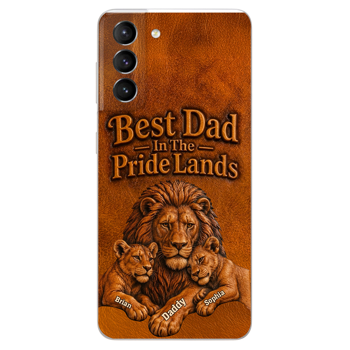 Papa Lion - Coque de téléphone en cuir personnalisée 3D