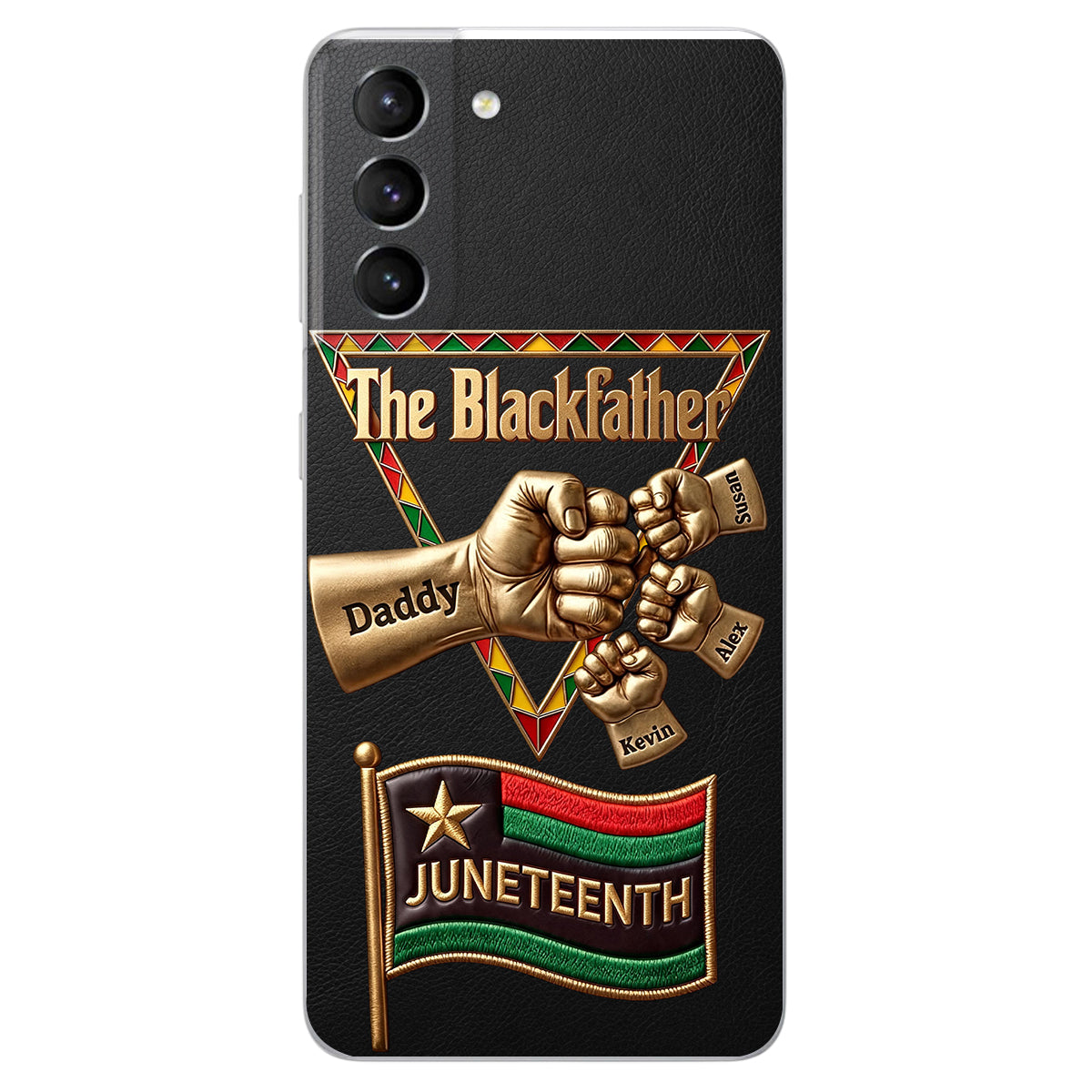 Le Blackfather - Coque de téléphone en cuir embossé 3D personnalisée