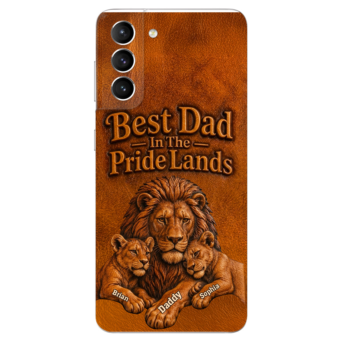 Papa Lion - Coque de téléphone en cuir personnalisée 3D