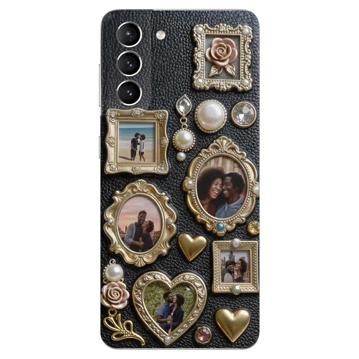 Couple Photo Frame Unique Gift - Personalized Couple Leather Phone Case