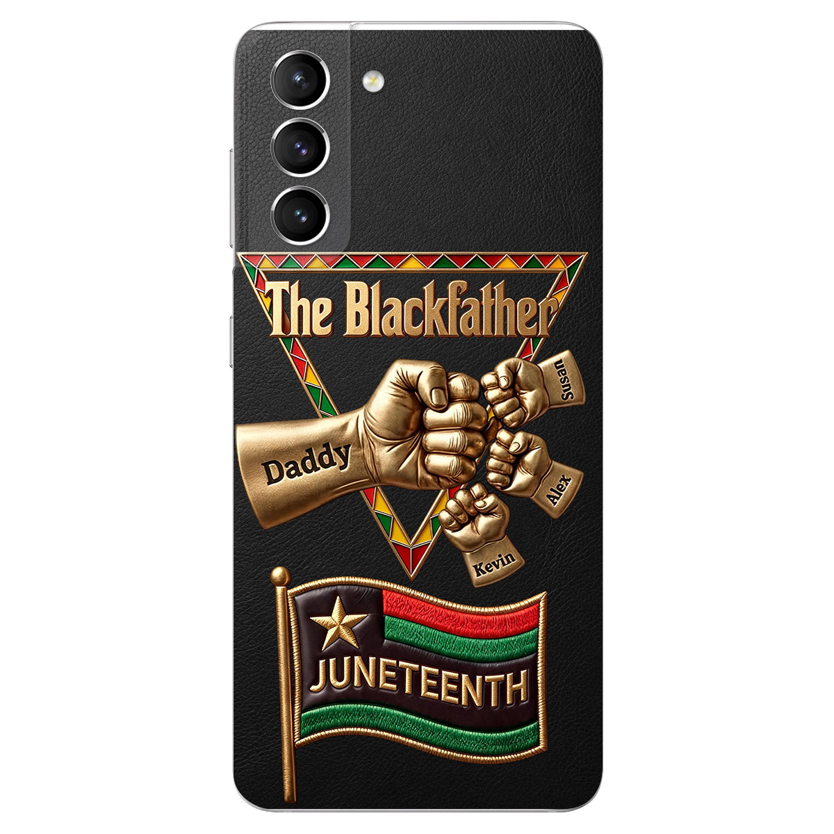 Le Blackfather - Coque de téléphone en cuir embossé 3D personnalisée