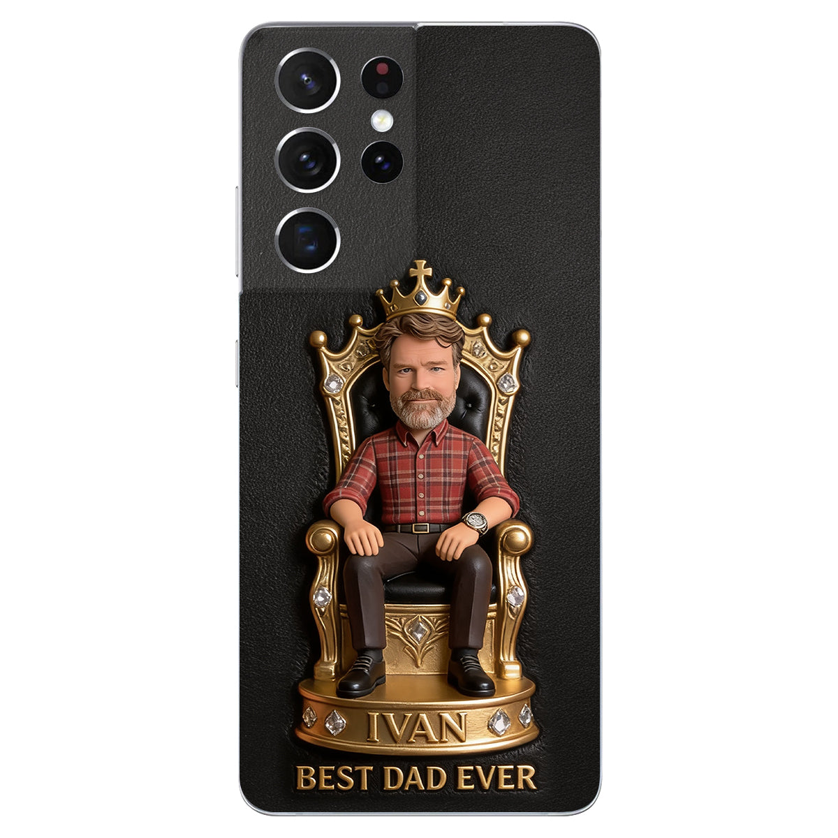 Le Roi Papa - Coque de téléphone en cuir personnalisée 3D