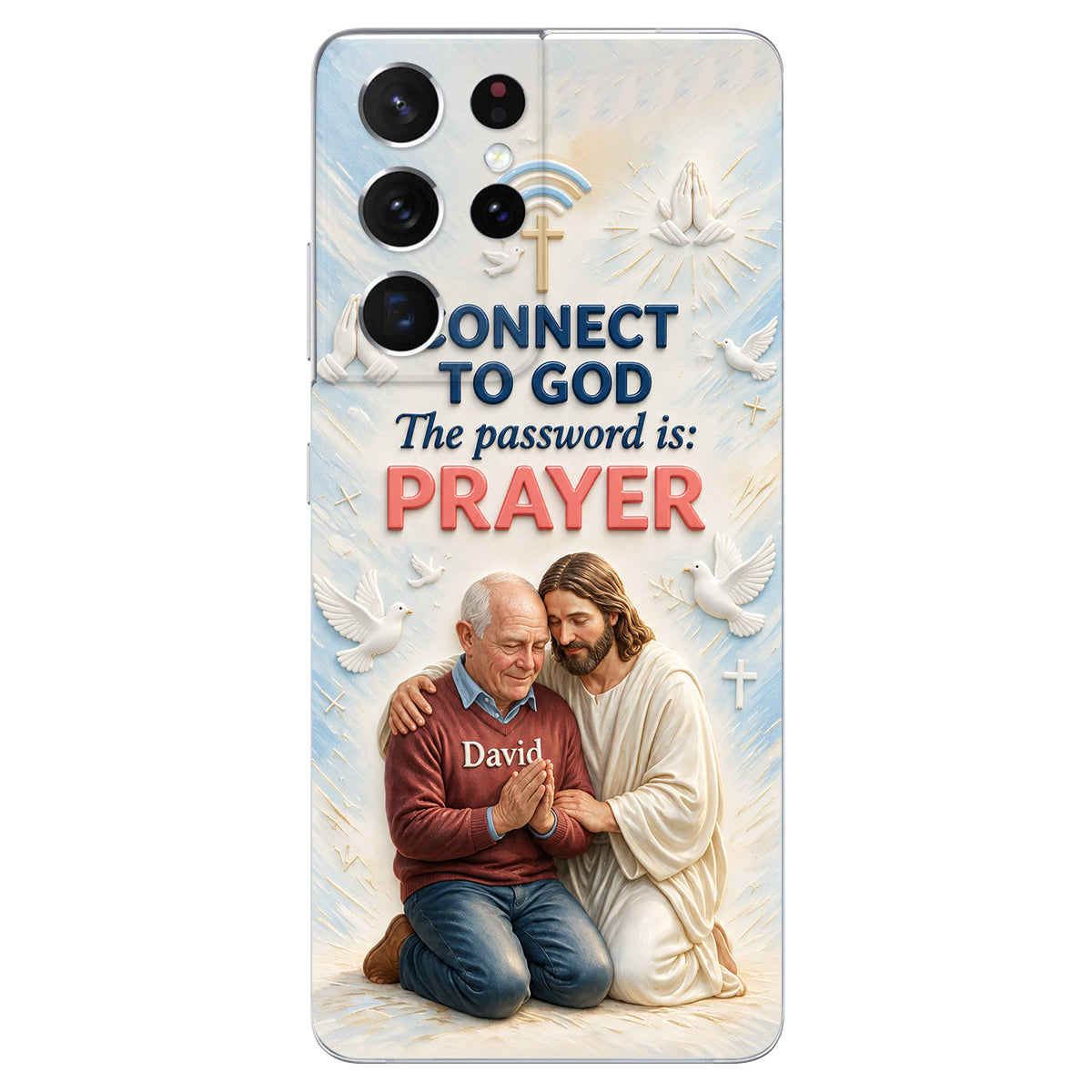 Connect To God - Personalized Christian 3D Embossed Leather Phone Case
