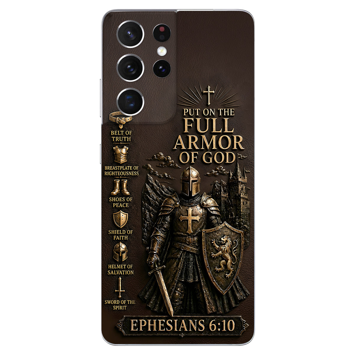 Mettez l'Amour Complet de Dieu, Cadeau pour Chrétiens - Coque de Téléphone en Cuir Personnalisée 3D Embossée