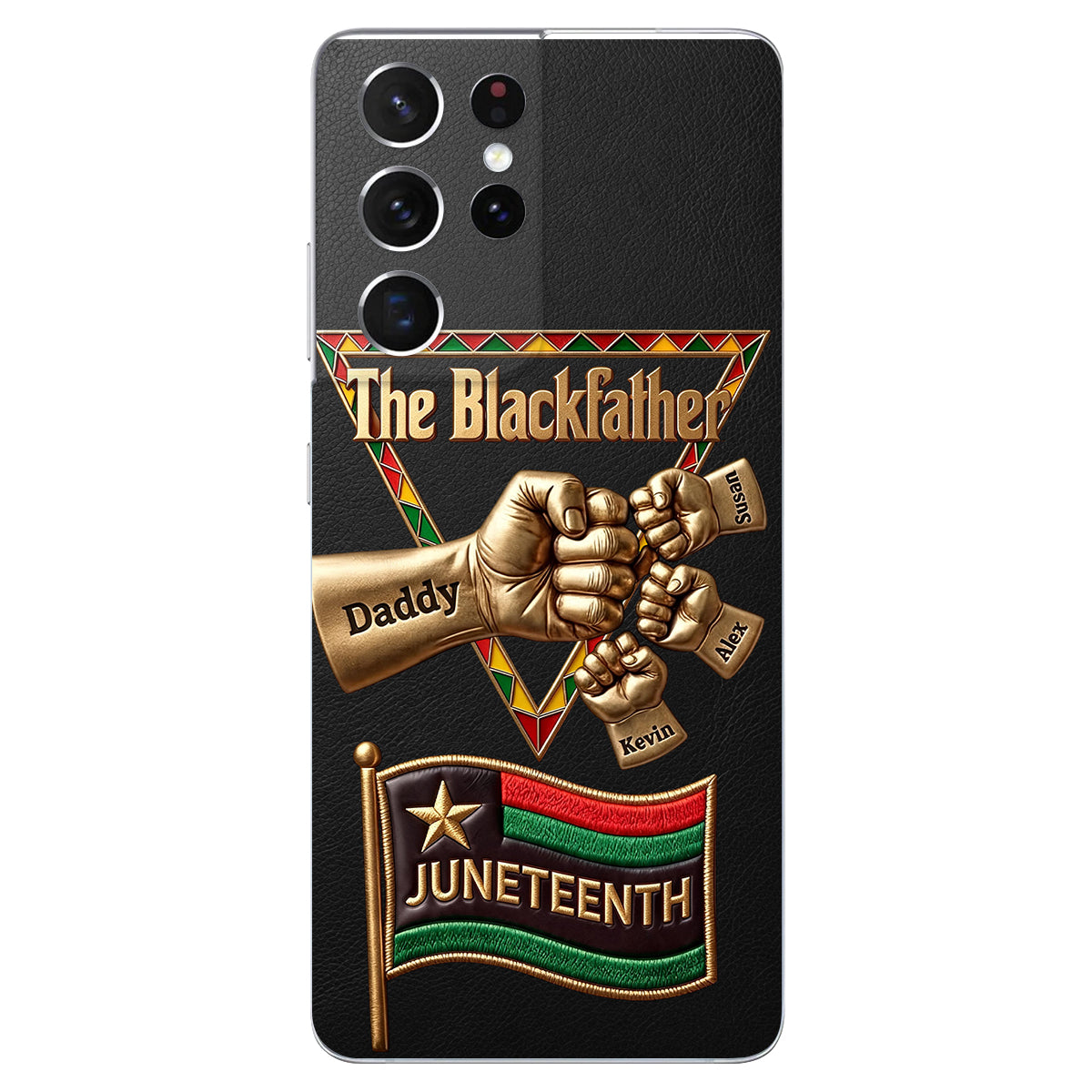 Le Blackfather - Coque de téléphone en cuir embossé 3D personnalisée