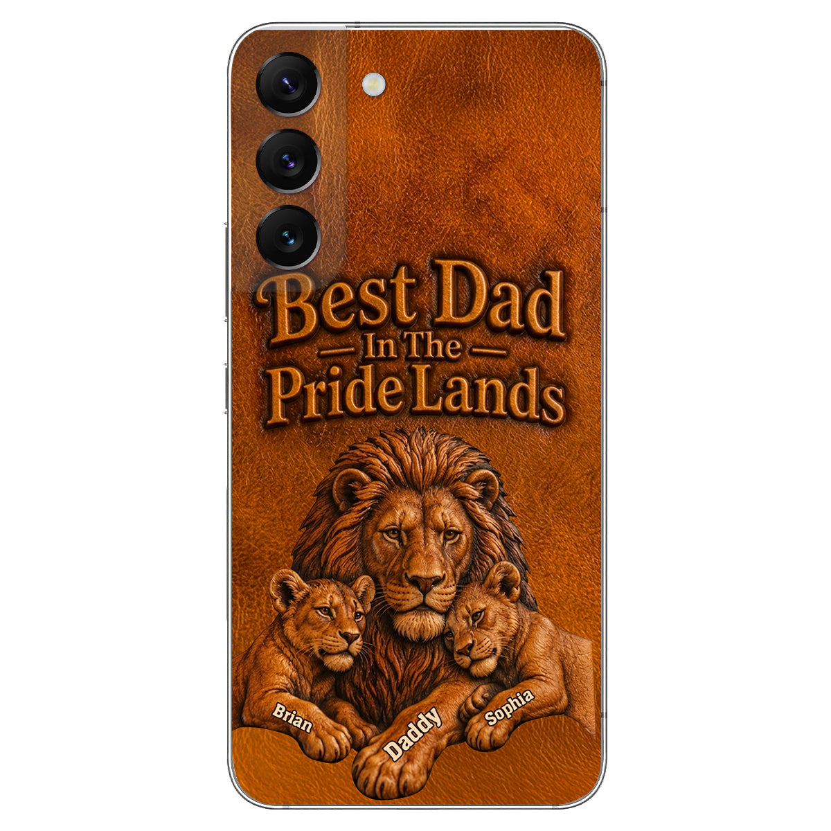 Papa Lion - Coque de téléphone en cuir personnalisée 3D