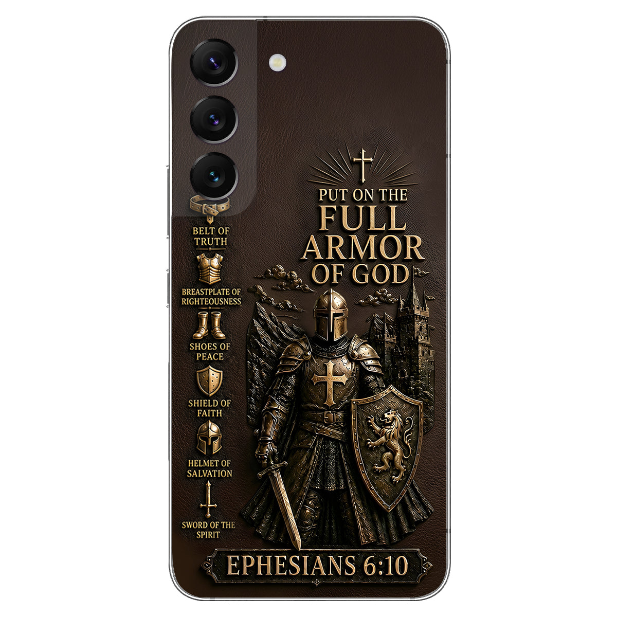 Mettez l'Amour Complet de Dieu, Cadeau pour Chrétiens - Coque de Téléphone en Cuir Personnalisée 3D Embossée