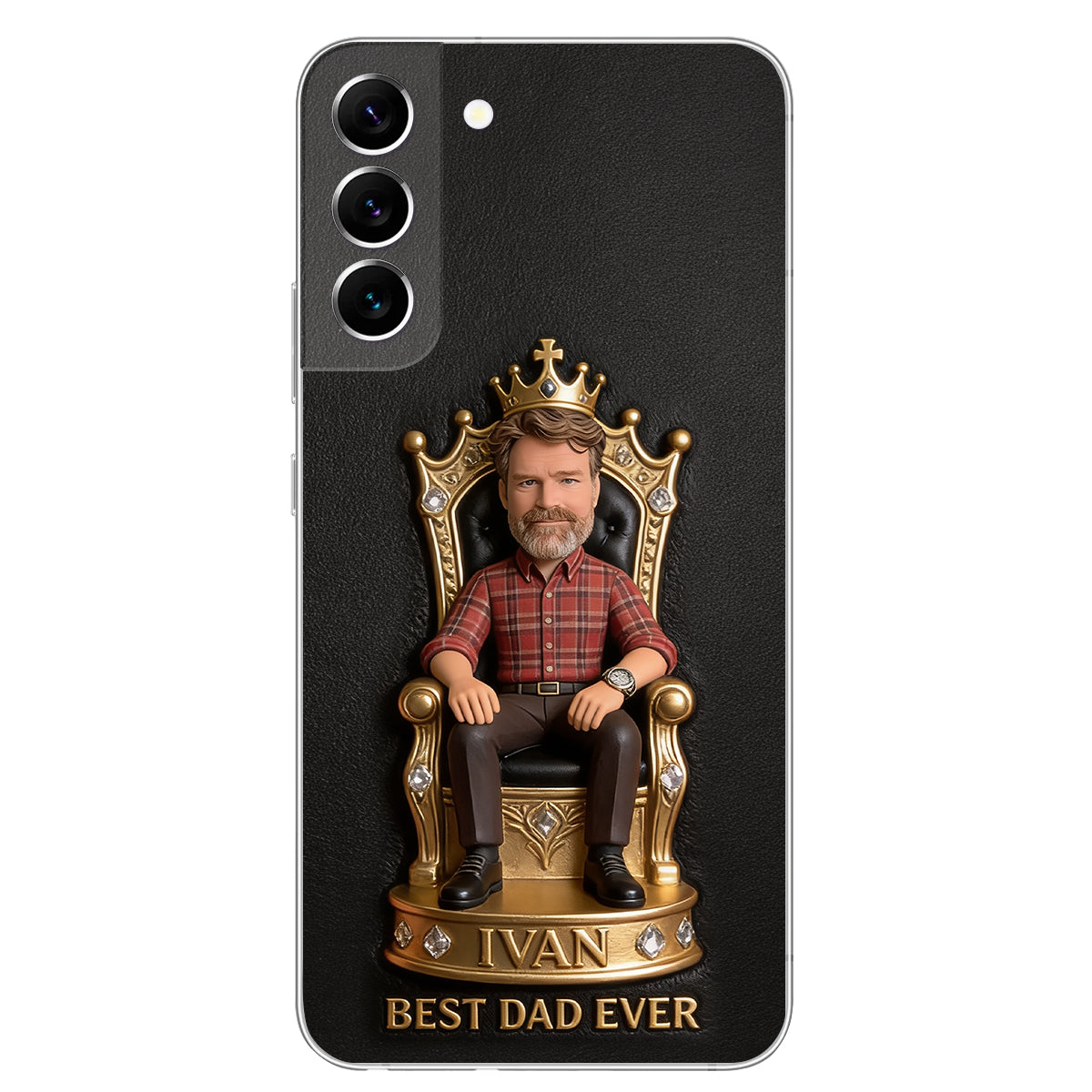 Le Roi Papa - Coque de téléphone en cuir personnalisée 3D