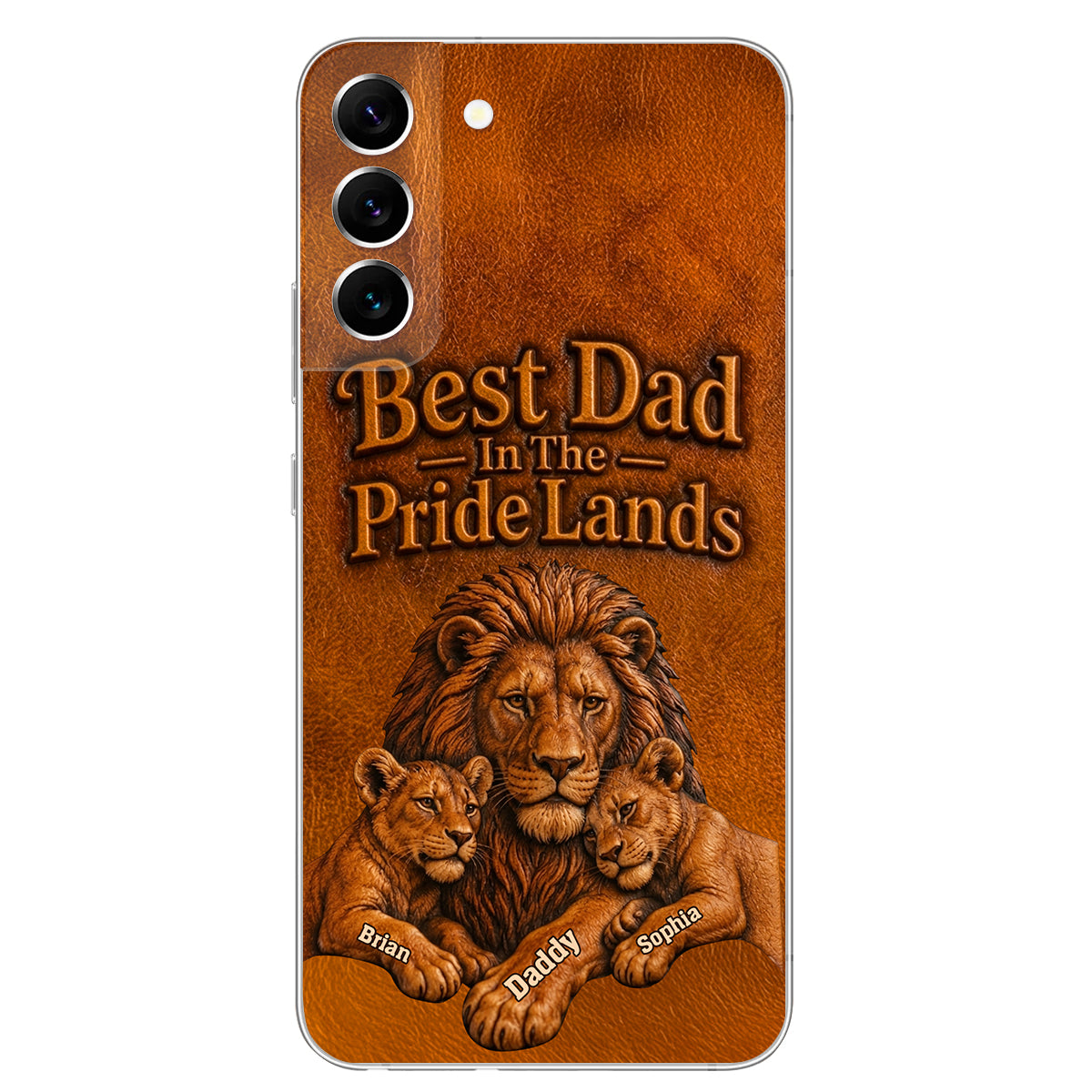 Papa Lion - Coque de téléphone en cuir personnalisée 3D