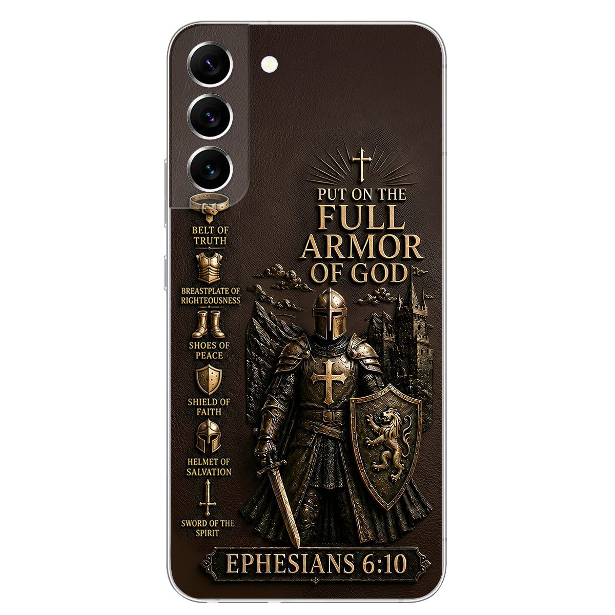 Mettez l'Amour Complet de Dieu, Cadeau pour Chrétiens - Coque de Téléphone en Cuir Personnalisée 3D Embossée