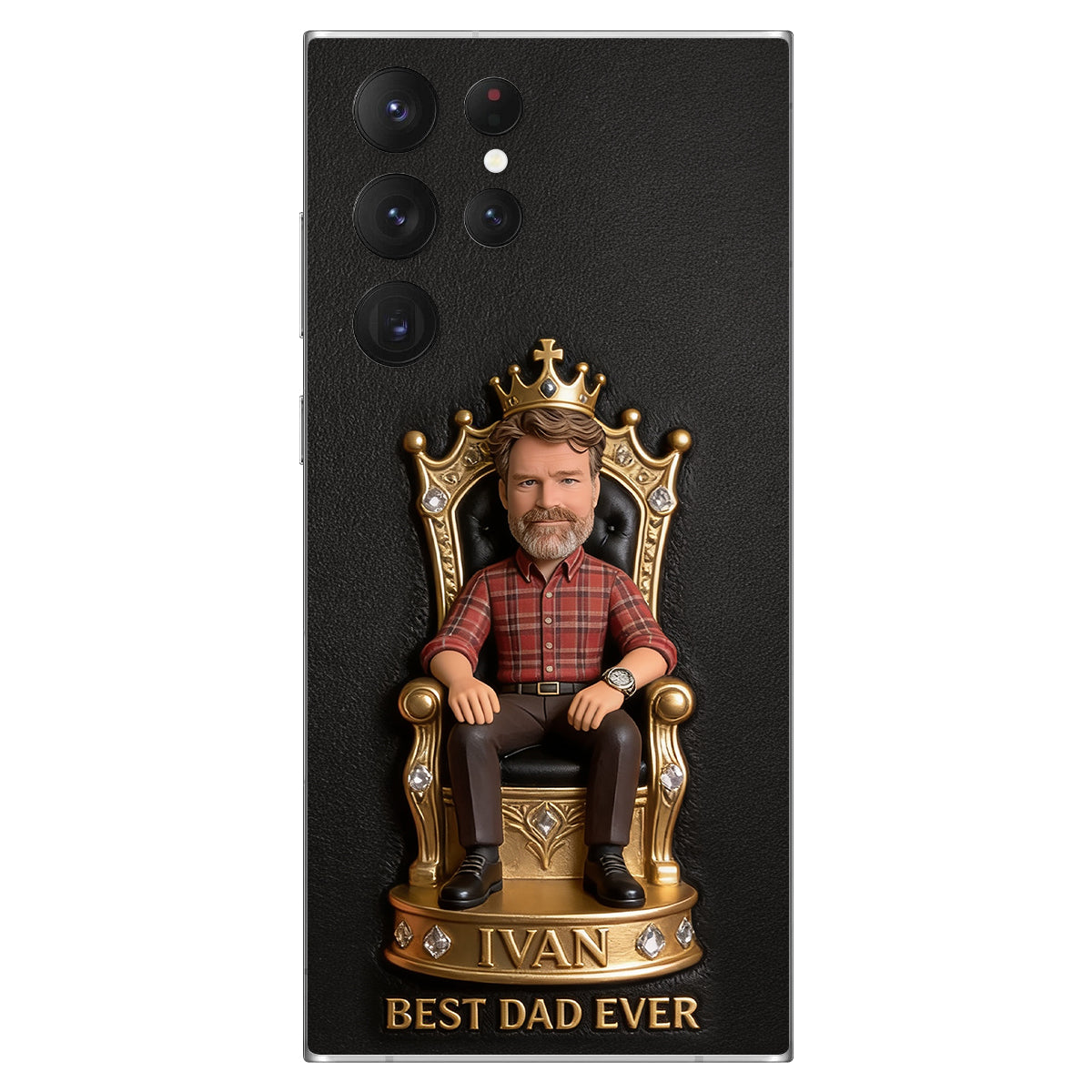 Le Roi Papa - Coque de téléphone en cuir personnalisée 3D