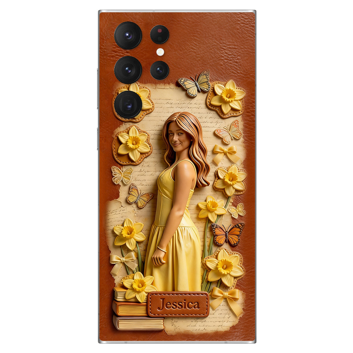 Custom Any Photo Unique Birth Flower - Personalized Self Love Leather Phone Case