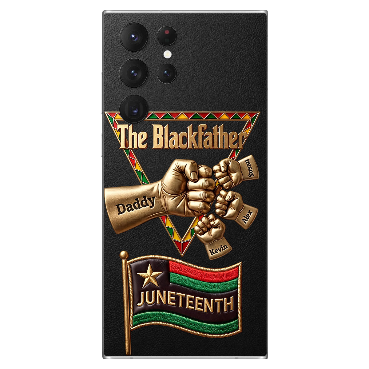 Le Blackfather - Coque de téléphone en cuir embossé 3D personnalisée