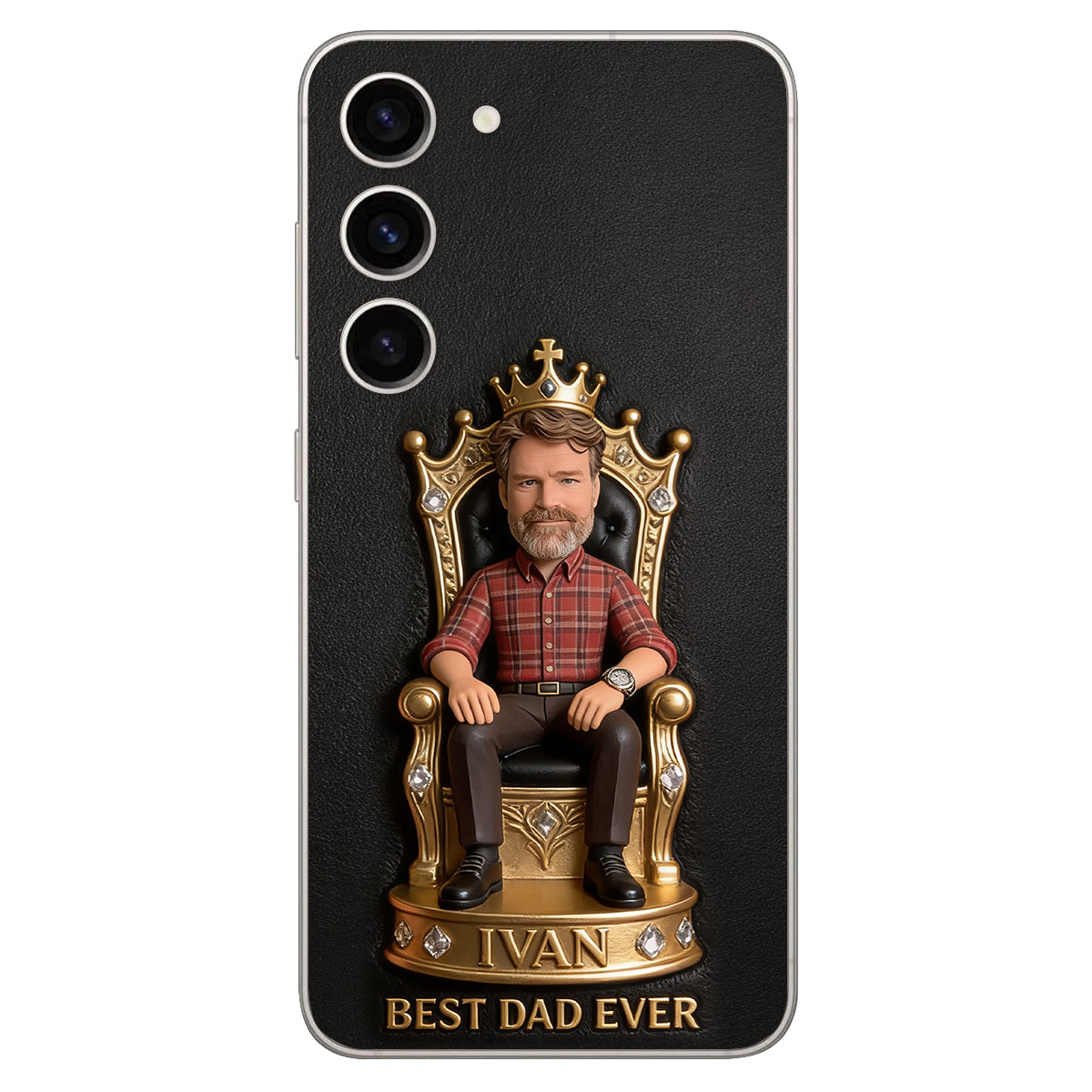 Le Roi Papa - Coque de téléphone en cuir personnalisée 3D