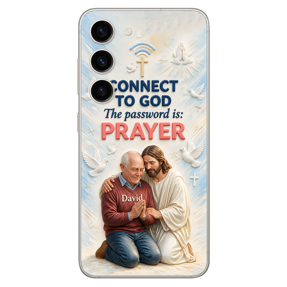 Connect To God - Personalized Christian 3D Embossed Leather Phone Case