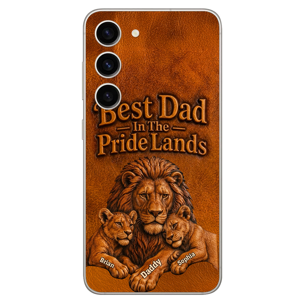 Papa Lion - Coque de téléphone en cuir personnalisée 3D