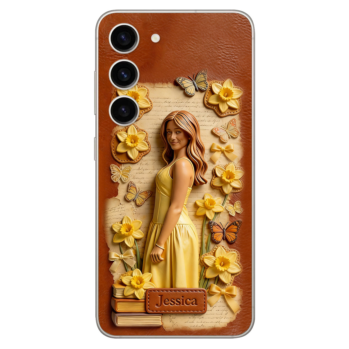 Custom Any Photo Unique Birth Flower - Personalized Self Love Leather Phone Case