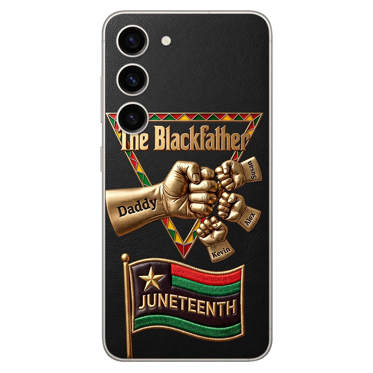 Le Blackfather - Coque de téléphone en cuir embossé 3D personnalisée