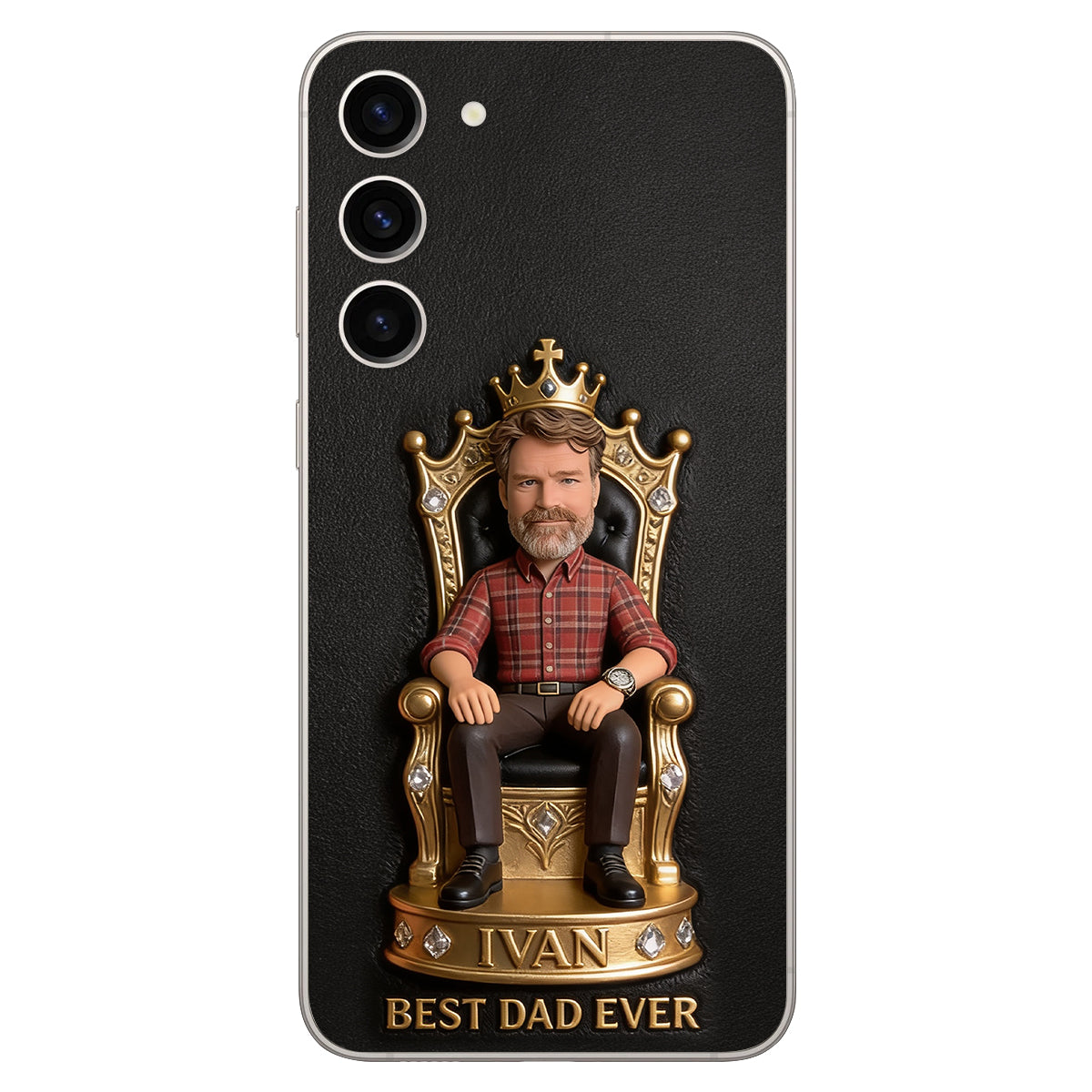 Le Roi Papa - Coque de téléphone en cuir personnalisée 3D