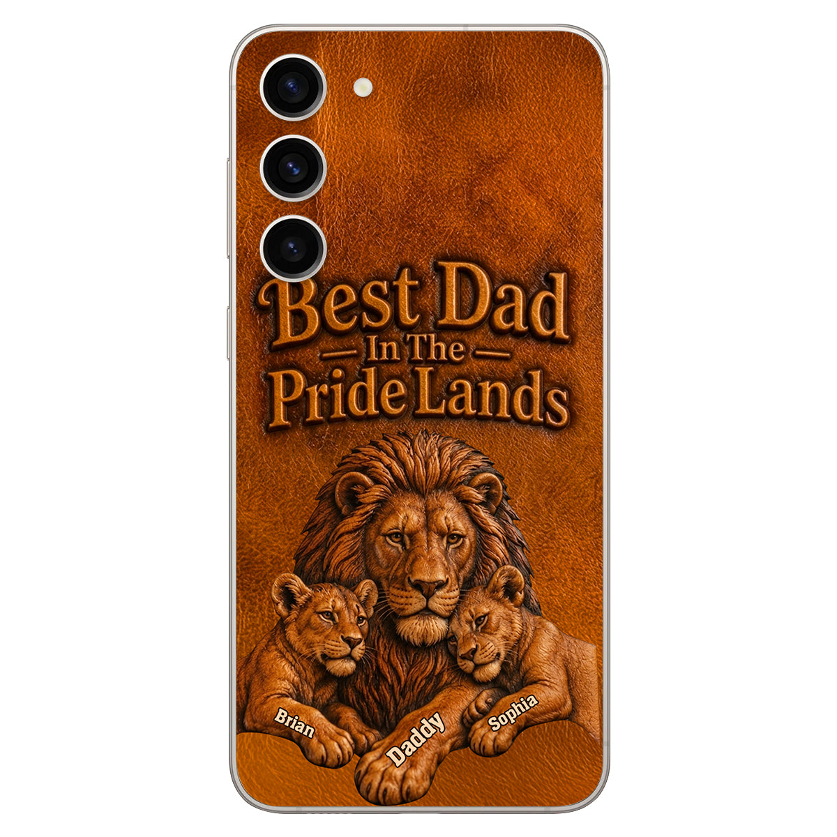 Papa Lion - Coque de téléphone en cuir personnalisée 3D