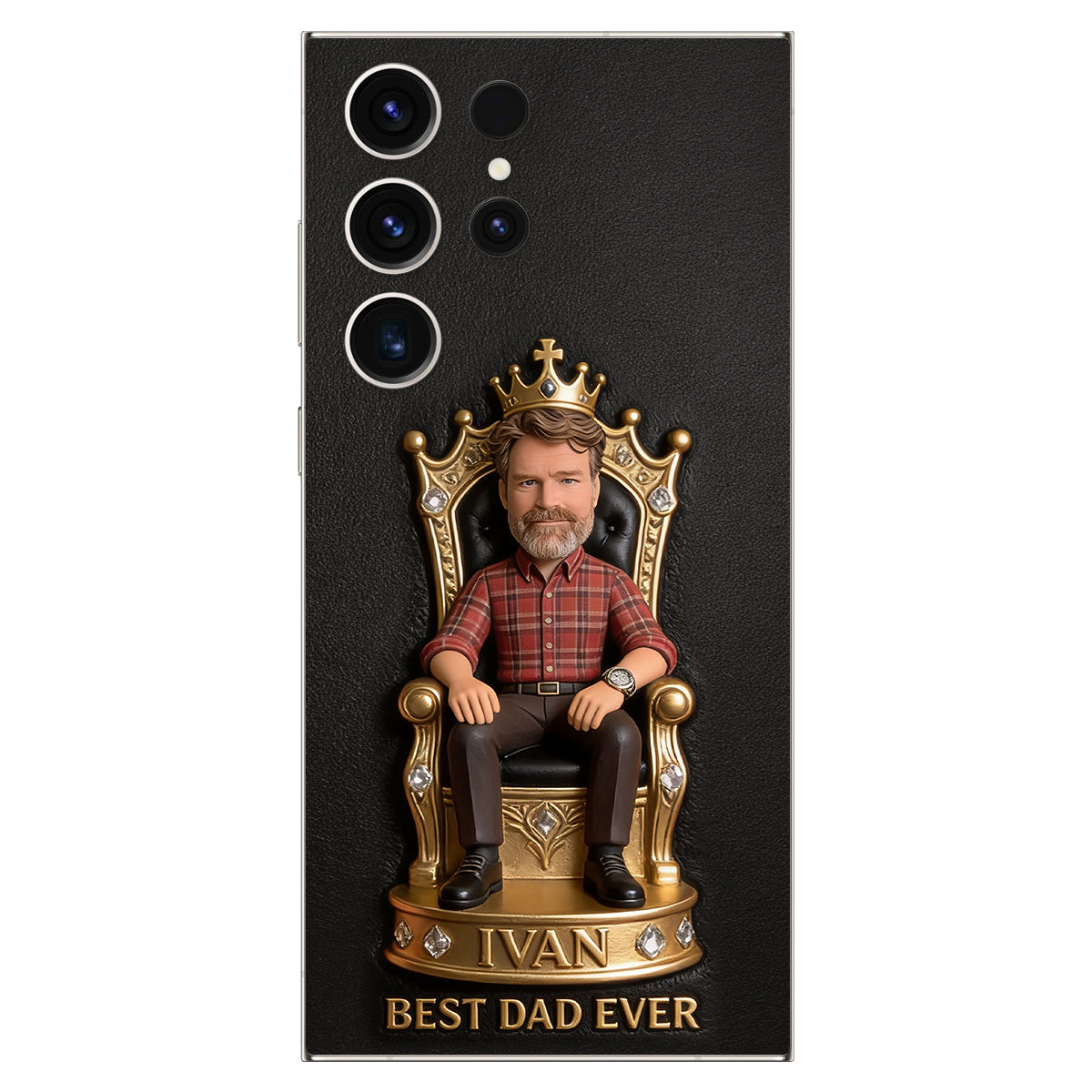 Le Roi Papa - Coque de téléphone en cuir personnalisée 3D