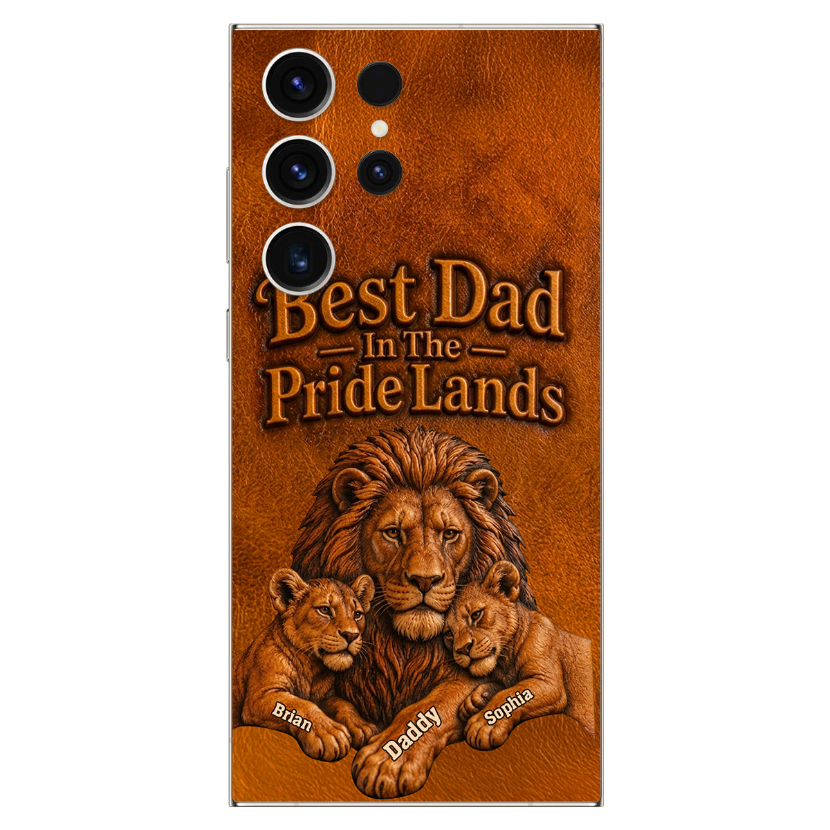 Papa Lion - Coque de téléphone en cuir personnalisée 3D