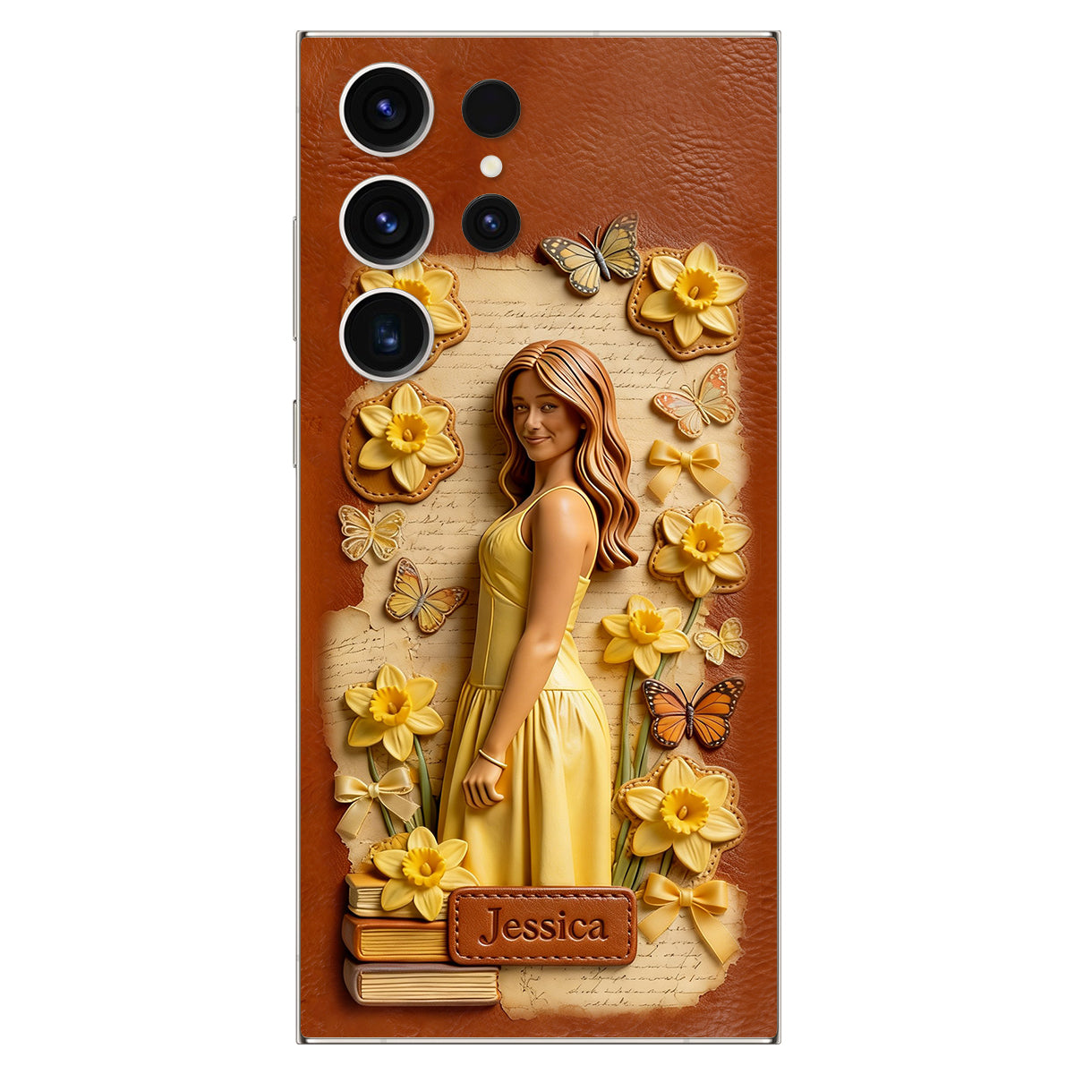 Custom Any Photo Unique Birth Flower - Personalized Self Love Leather Phone Case