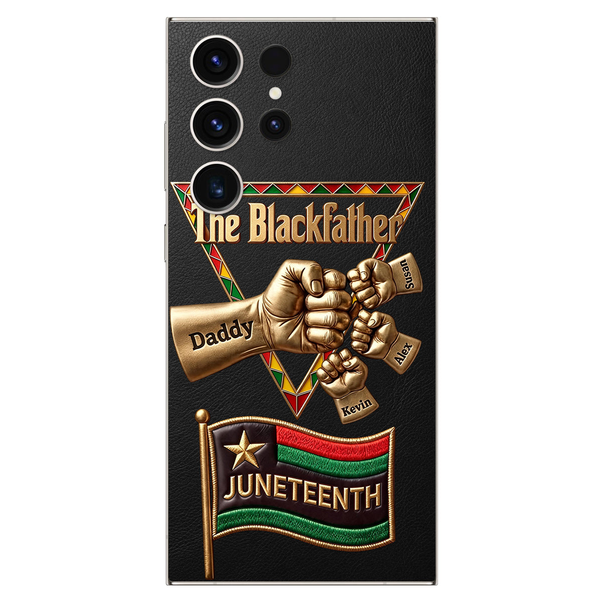 Le Blackfather - Coque de téléphone en cuir embossé 3D personnalisée