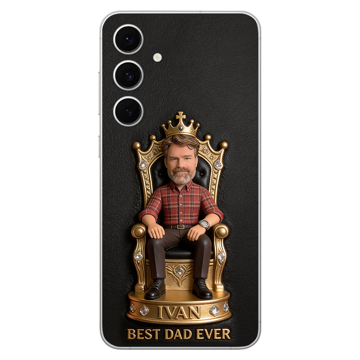 Le Roi Papa - Coque de téléphone en cuir personnalisée 3D