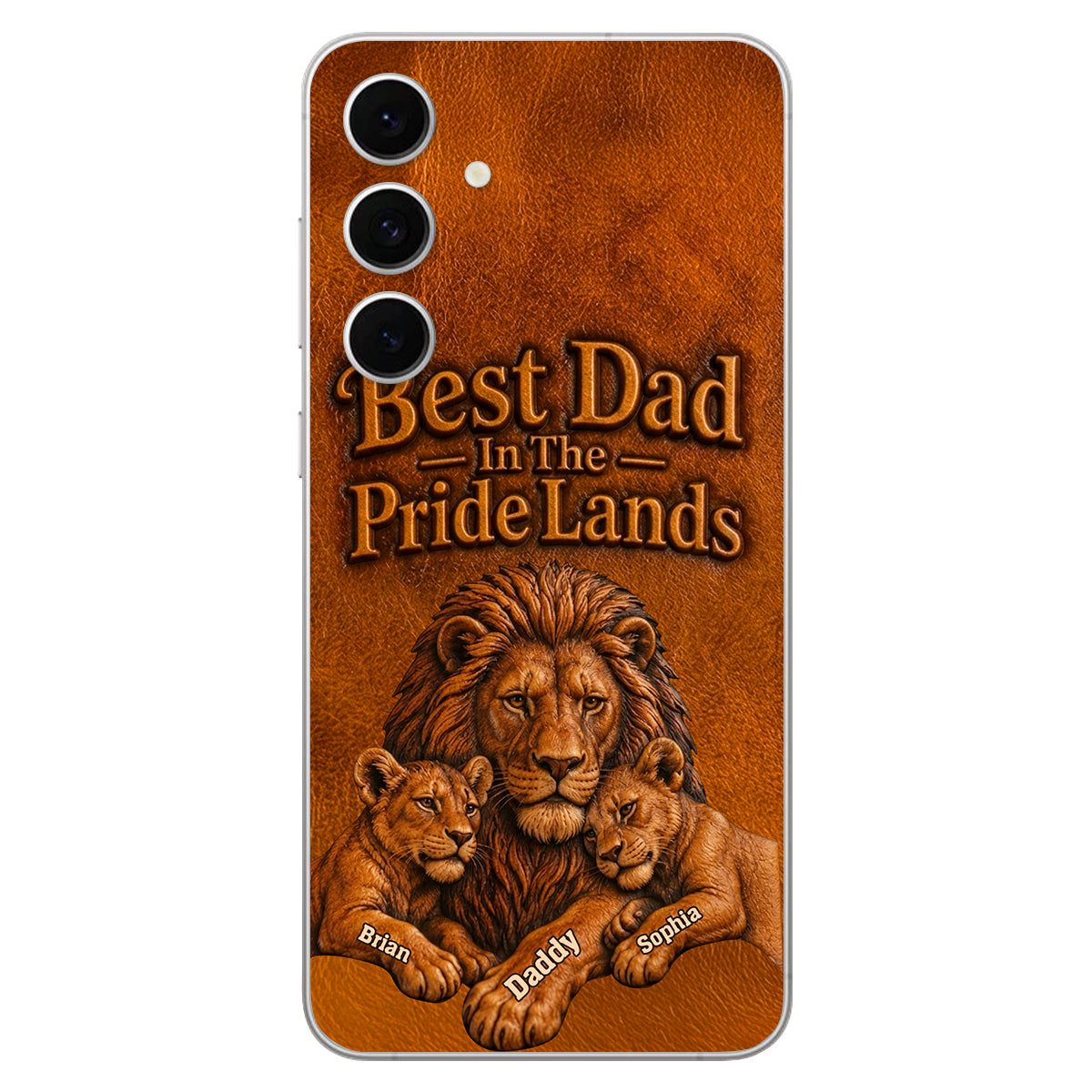 Papa Lion - Coque de téléphone en cuir personnalisée 3D
