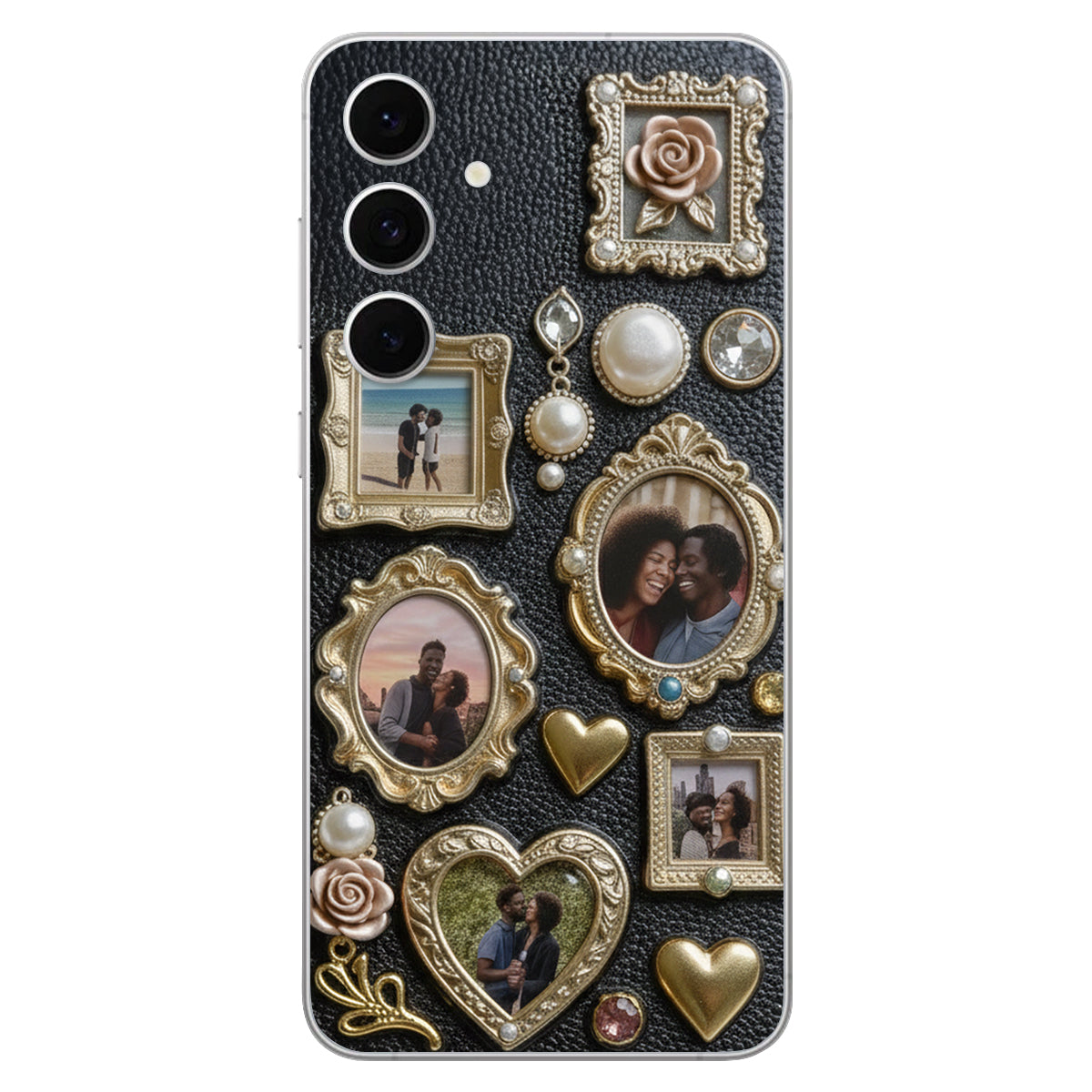 Couple Photo Frame Unique Gift - Personalized Couple Leather Phone Case