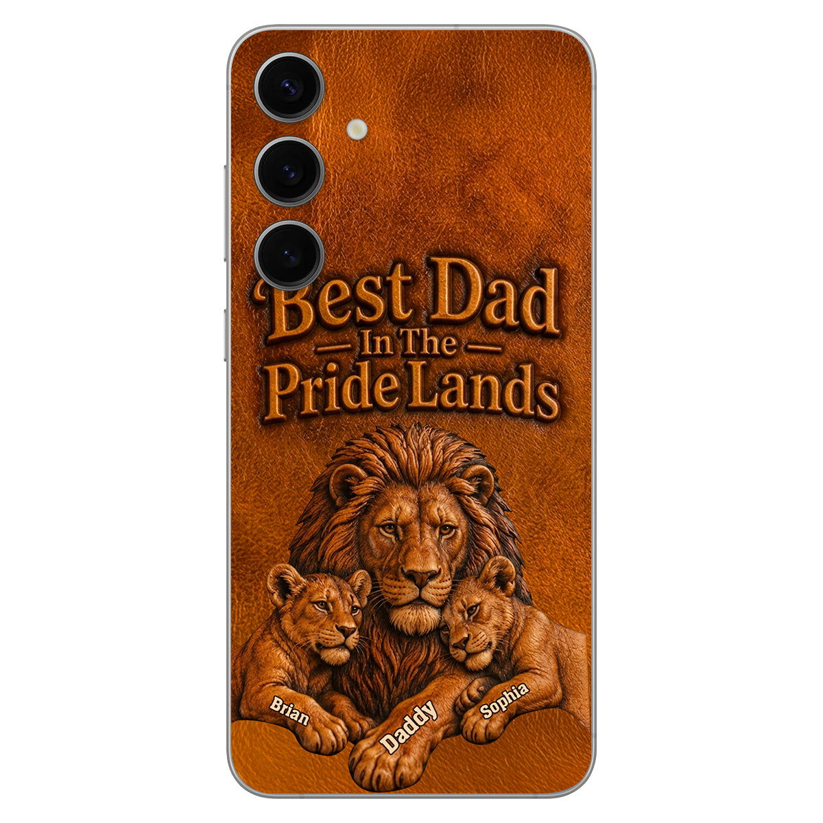 Papa Lion - Coque de téléphone en cuir personnalisée 3D