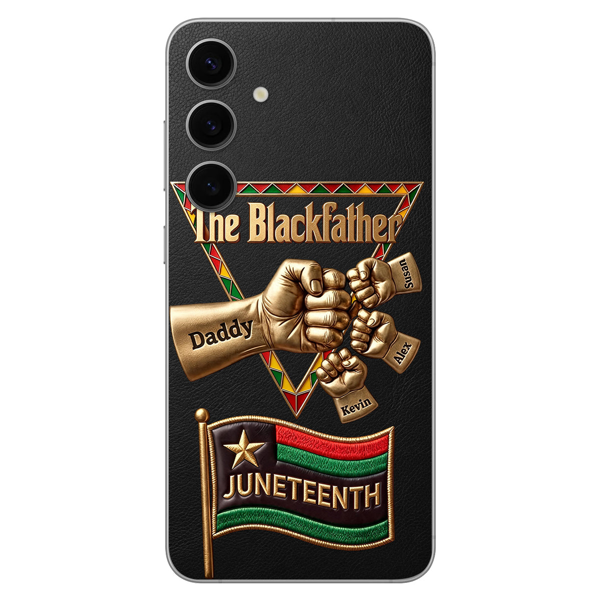 Le Blackfather - Coque de téléphone en cuir embossé 3D personnalisée