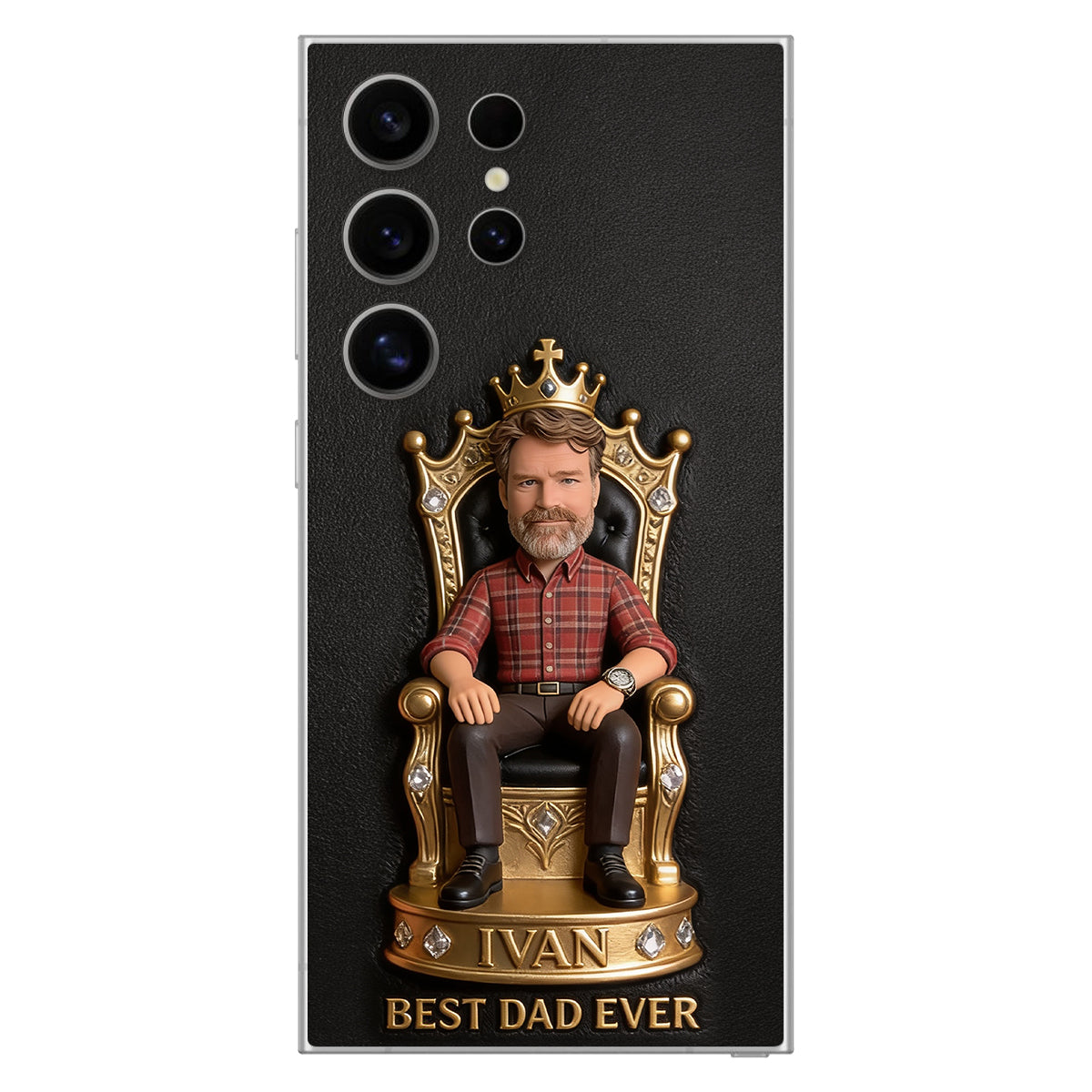 Le Roi Papa - Coque de téléphone en cuir personnalisée 3D