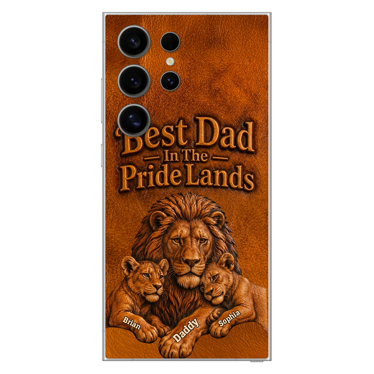Papa Lion - Coque de téléphone en cuir personnalisée 3D