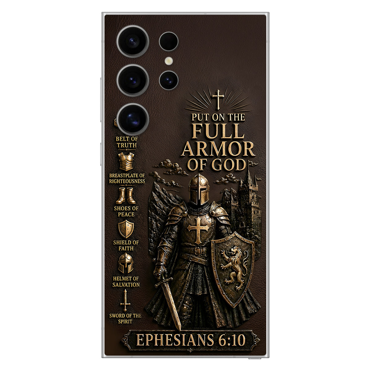 Mettez l'Amour Complet de Dieu, Cadeau pour Chrétiens - Coque de Téléphone en Cuir Personnalisée 3D Embossée