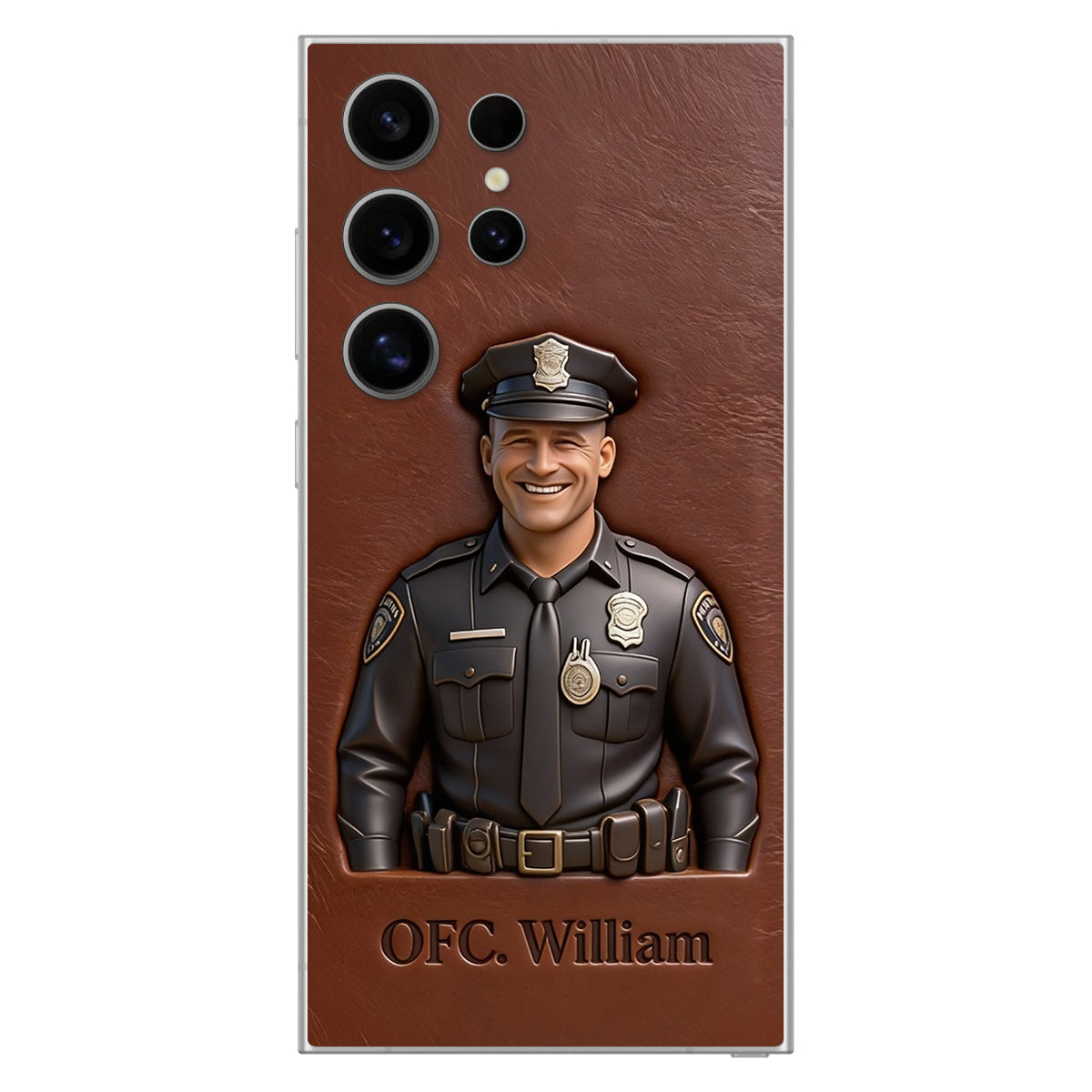 Police Gifts - Personalized Police Officer Leather Phone Case