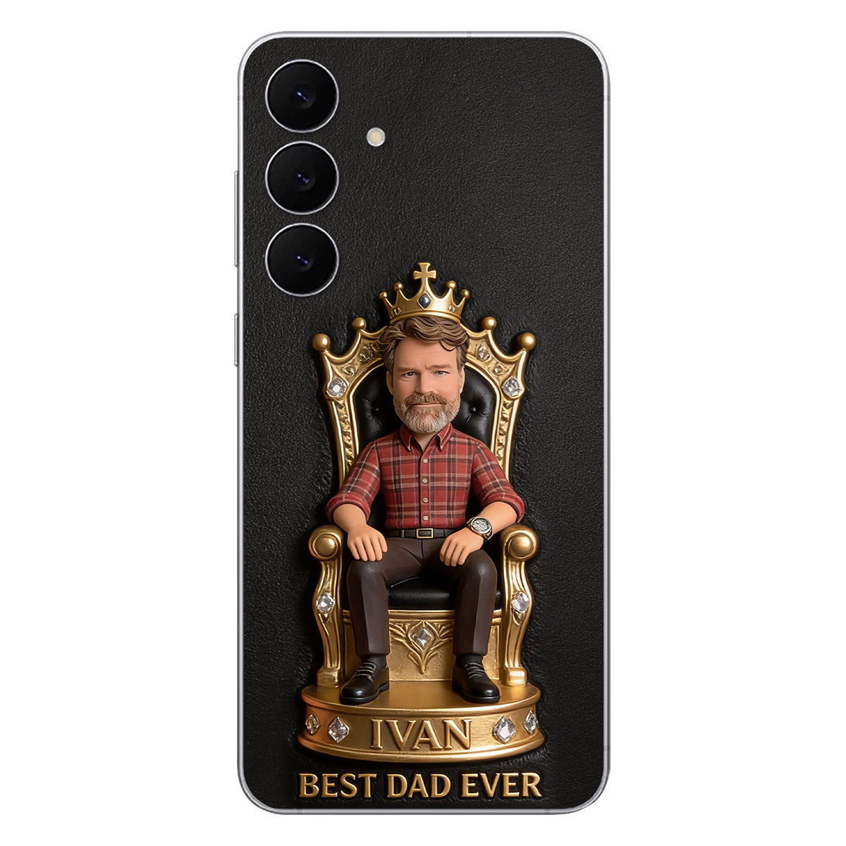 Le Roi Papa - Coque de téléphone en cuir personnalisée 3D