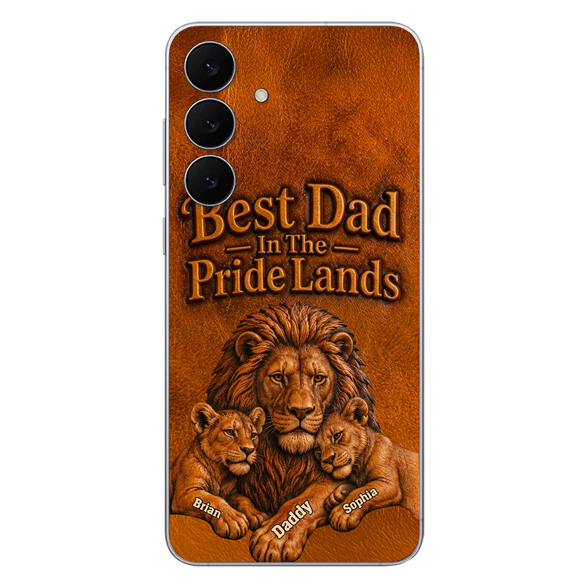 Papa Lion - Coque de téléphone en cuir personnalisée 3D