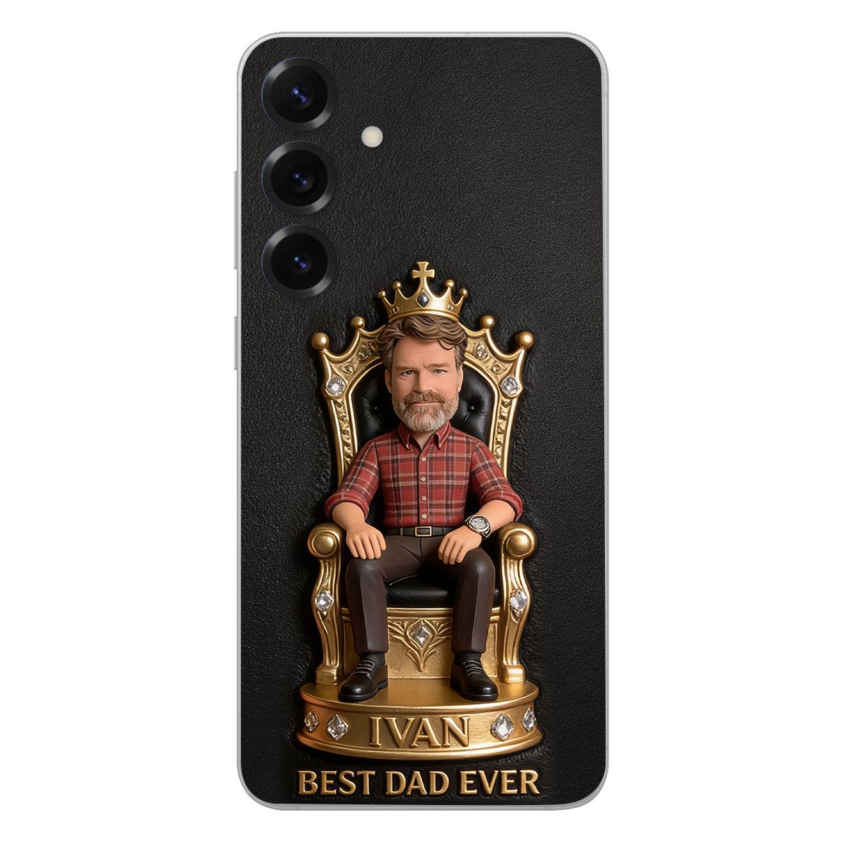 Le Roi Papa - Coque de téléphone en cuir personnalisée 3D