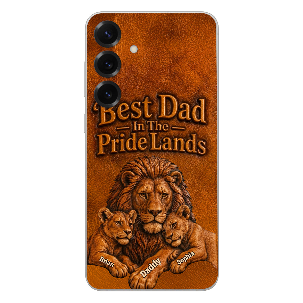 Papa Lion - Coque de téléphone en cuir personnalisée 3D