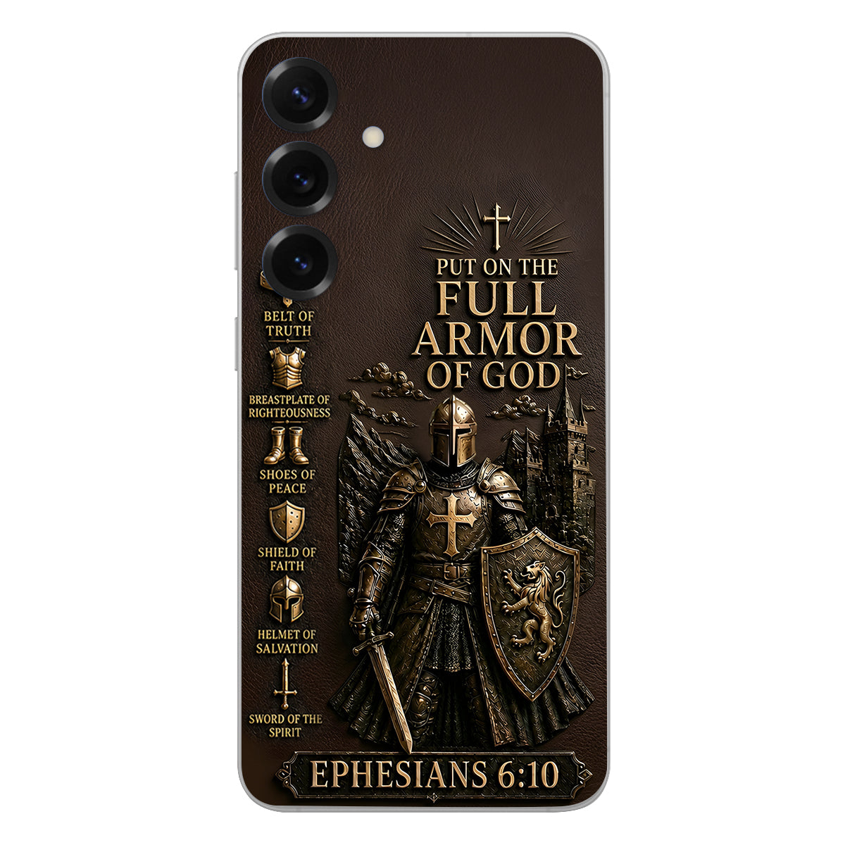 Mettez l'Amour Complet de Dieu, Cadeau pour Chrétiens - Coque de Téléphone en Cuir Personnalisée 3D Embossée