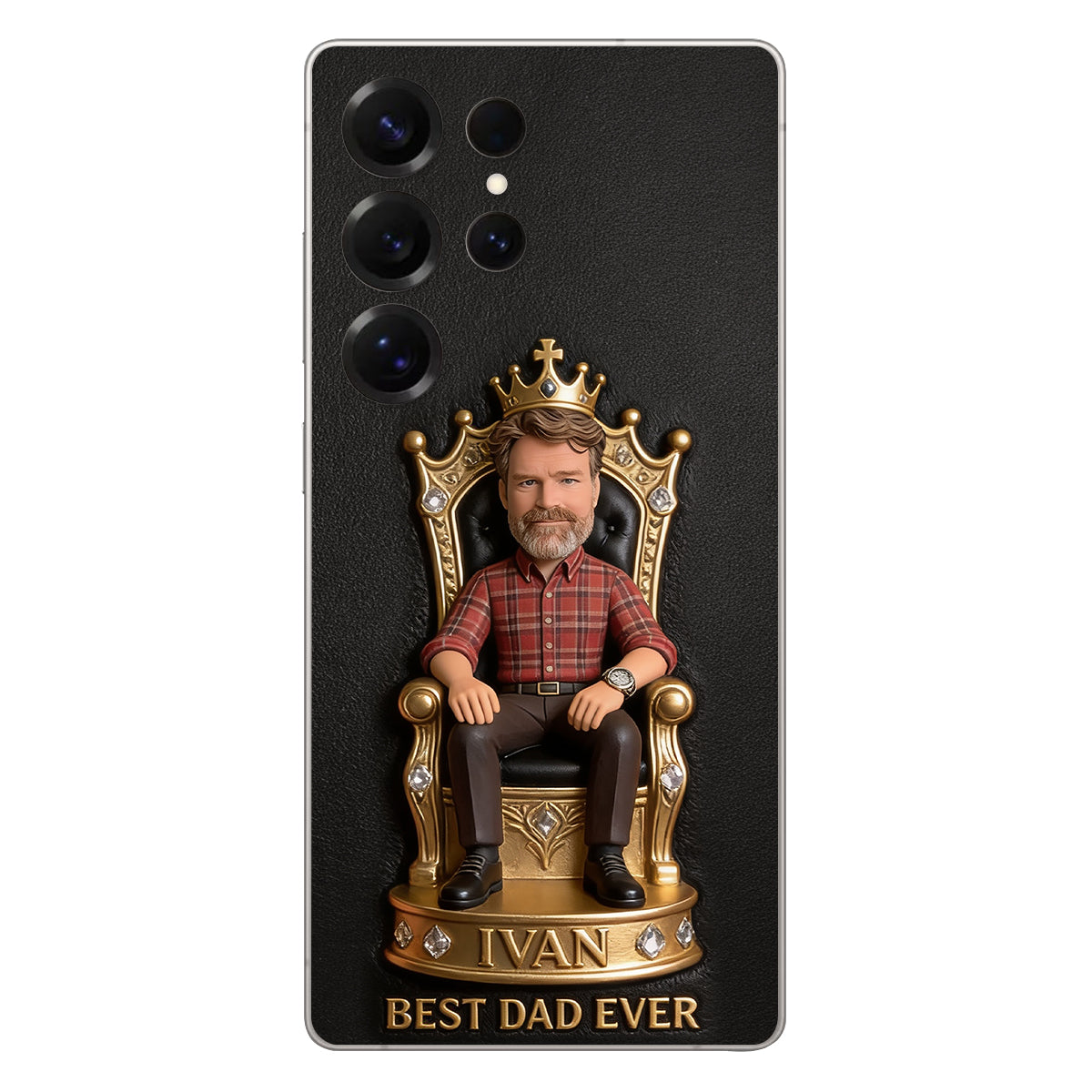 Le Roi Papa - Coque de téléphone en cuir personnalisée 3D